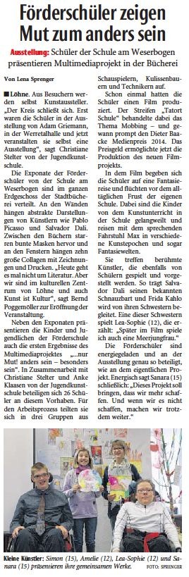 Zeitungsartikel der NW vom 16.3.2016