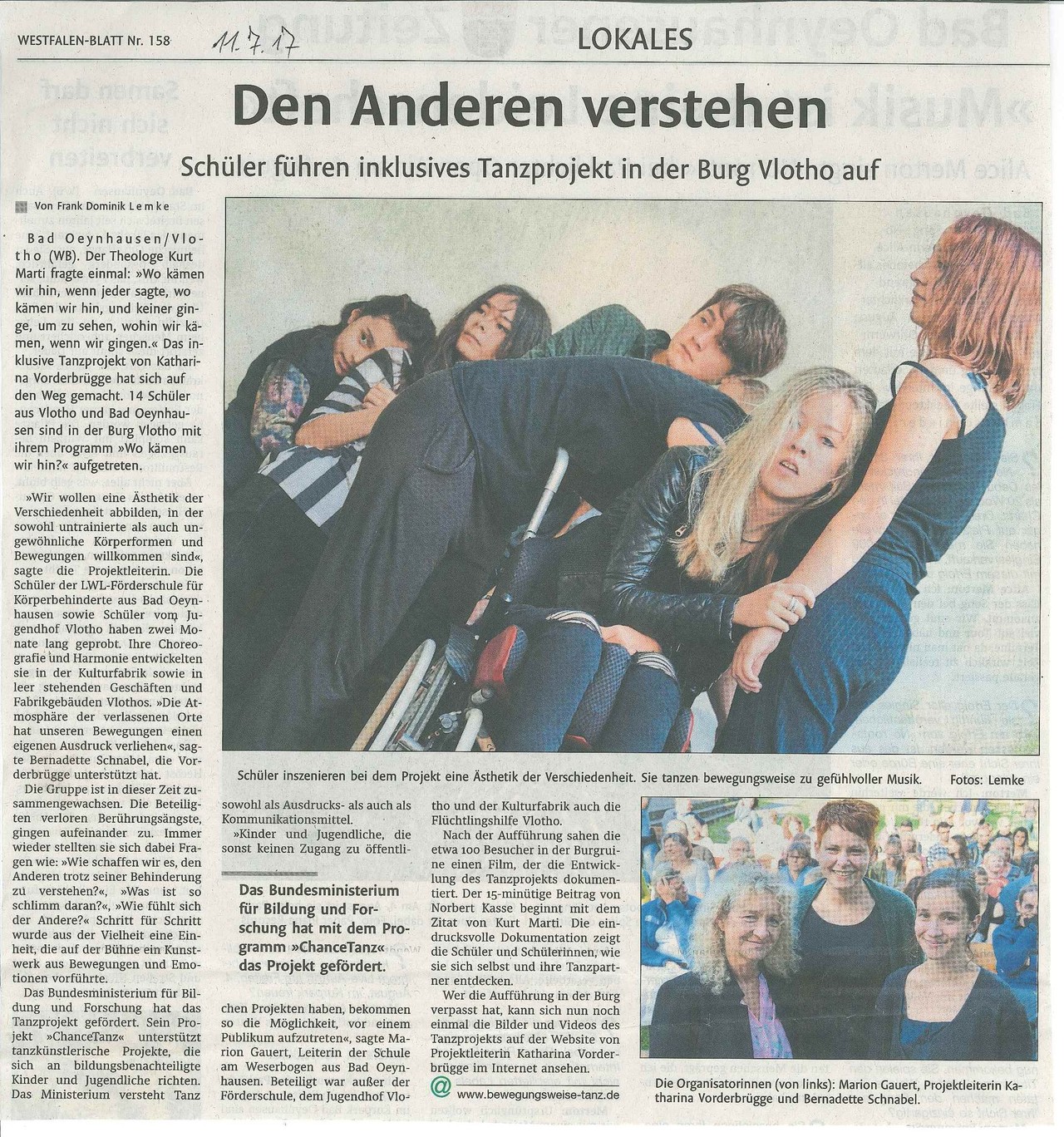 Tanzprojekt: "Den Anderen verstehen".