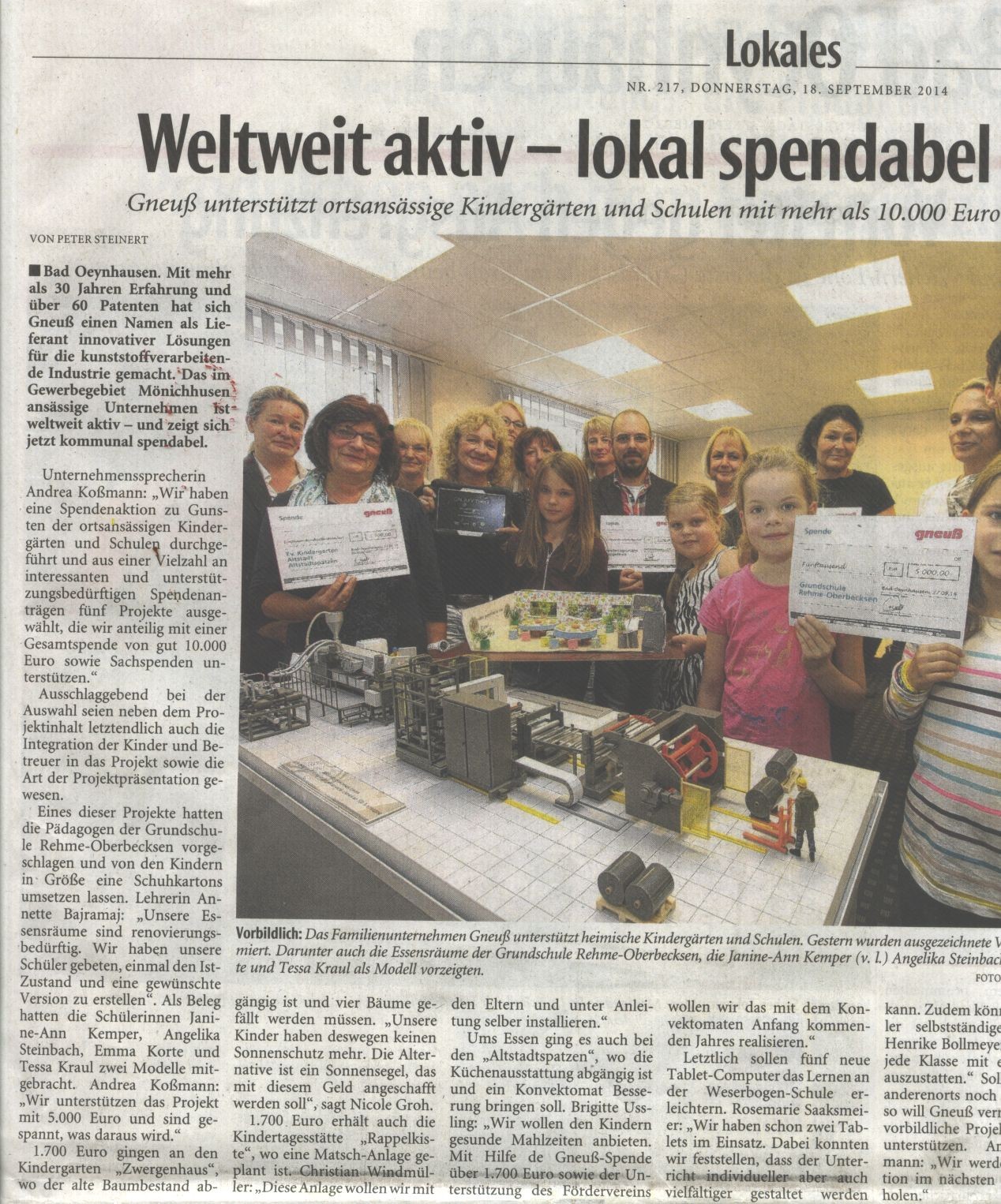 Zeitungsartikel der Neuen Westfälischen